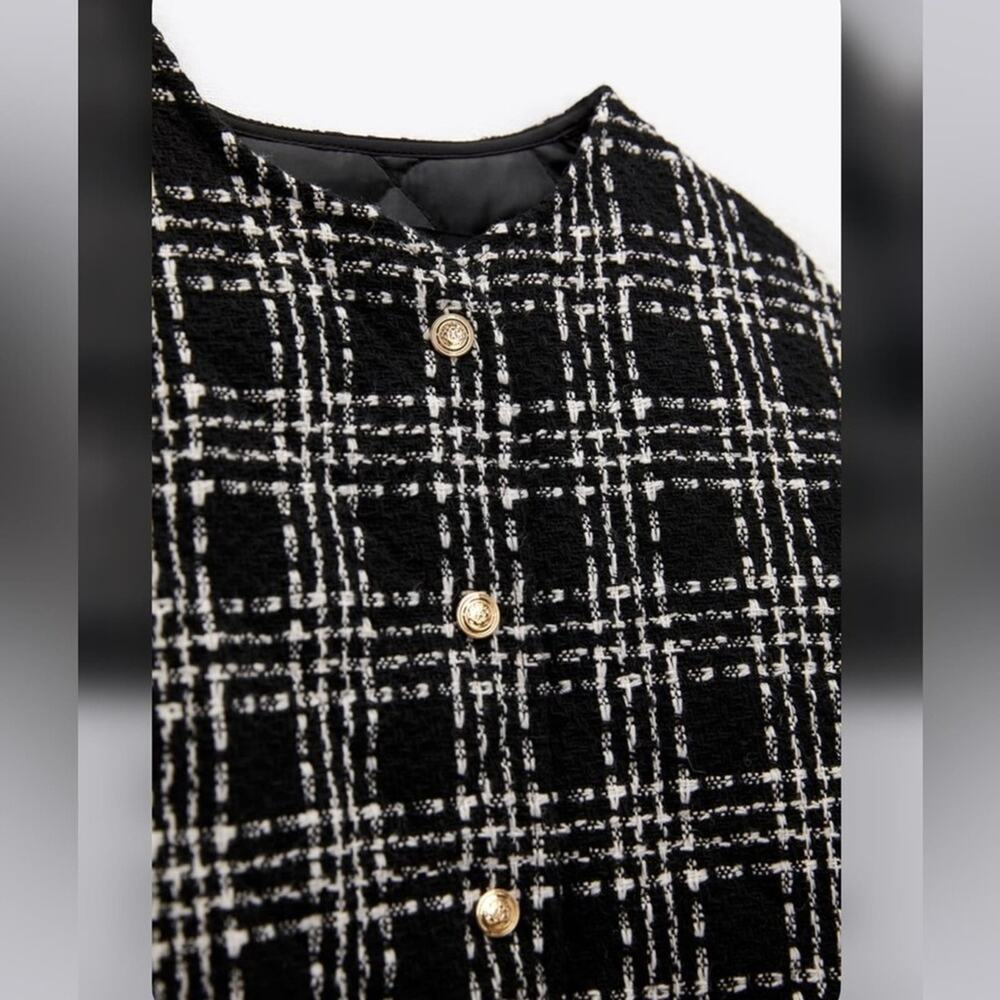 Zara TEXTURED WEAVE QUILTED JACKET Size Medium NWT - image 7